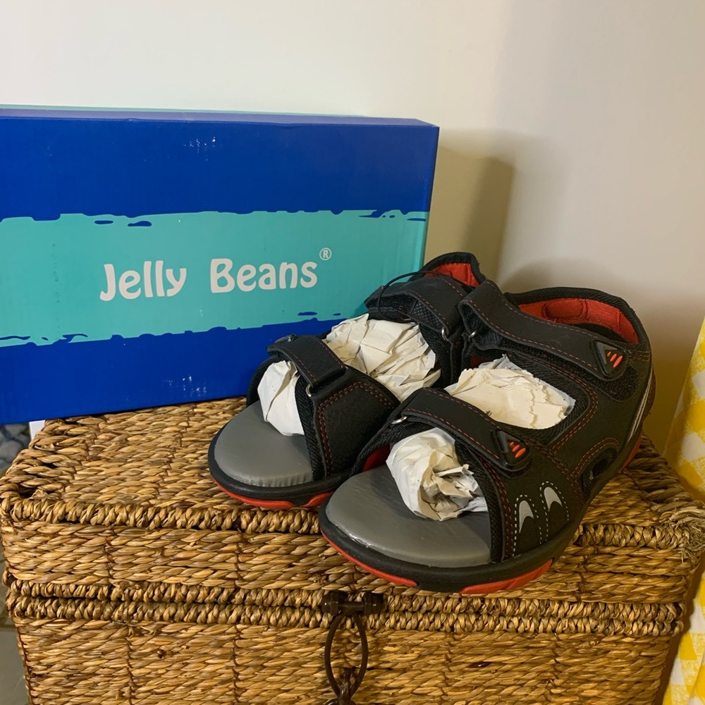Boys Jelly Beans Black Red Sandals